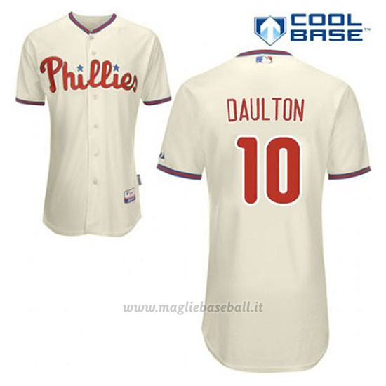 Maglia Baseball Uomo Philadelphia Phillies Darren Daulton 10 Crema Alterner Cool Base